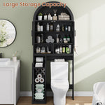 Itaar | Arched Over The Toilet Storage Cabinet  78.7 Inch H Fluted Bathroom Organizer with Reversible Side Cabinet Adjustable Shelves