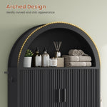 Itaar | Arched Over The Toilet Storage Cabinet  78.7 Inch H Fluted Bathroom Organizer with Reversible Side Cabinet Adjustable Shelves