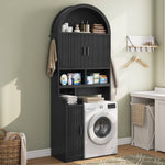 Itaar | Arched Over The Toilet Storage Cabinet  78.7 Inch H Fluted Bathroom Organizer with Reversible Side Cabinet Adjustable Shelves