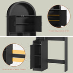 Itaar | Arched Over The Toilet Storage Cabinet  78.7 Inch H Fluted Bathroom Organizer with Reversible Side Cabinet Adjustable Shelves