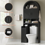 Itaar | Arched Over The Toilet Storage Cabinet  78.7 Inch H Fluted Bathroom Organizer with Reversible Side Cabinet Adjustable Shelves