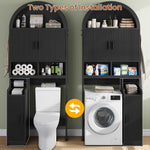 Itaar | Arched Over The Toilet Storage Cabinet  78.7 Inch H Fluted Bathroom Organizer with Reversible Side Cabinet Adjustable Shelves