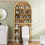 Itaar | Arched Over The Toilet Storage Cabinet  78.7 Inch H Fluted Bathroom Organizer with Reversible Side Cabinet Adjustable Shelves