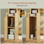 Itaar | Arched Over The Toilet Storage Cabinet  78.7 Inch H Fluted Bathroom Organizer with Reversible Side Cabinet Adjustable Shelves