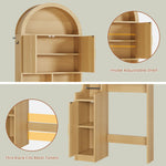 Itaar | Arched Over The Toilet Storage Cabinet  78.7 Inch H Fluted Bathroom Organizer with Reversible Side Cabinet Adjustable Shelves