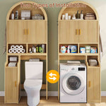 Itaar | Arched Over The Toilet Storage Cabinet  78.7 Inch H Fluted Bathroom Organizer with Reversible Side Cabinet Adjustable Shelves
