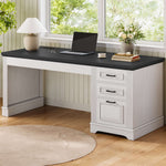 Itaar | Farmhouse 55 Inch Executive Desk Computer Desk with Storage Drawers and Power Outlet Home Office Desk