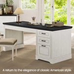 Itaar | Farmhouse 55 Inch Executive Desk Computer Desk with Storage Drawers and Power Outlet Home Office Desk