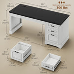 Itaar | Farmhouse 55 Inch Executive Desk Computer Desk with Storage Drawers and Power Outlet Home Office Desk