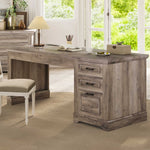 Itaar | Farmhouse 55 Inch Executive Desk Computer Desk with Storage Drawers and Power Outlet Home Office Desk