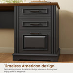 Itaar | Farmhouse Executive L Shaped Desk Home Office Desk with File Drawer and Power Outlet Computer Corner Desk with Drawers