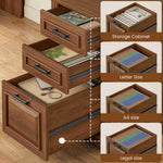 Itaar | Farmhouse Executive L Shaped Desk Home Office Desk with File Drawer and Power Outlet Computer Corner Desk with Drawers