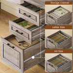 Itaar | Farmhouse Executive L Shaped Desk Home Office Desk with File Drawer and Power Outlet Computer Corner Desk with Drawers