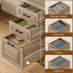 Itaar | Farmhouse Executive L Shaped Desk Home Office Desk with File Drawer and Power Outlet Computer Corner Desk with Drawers