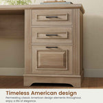 Itaar | Farmhouse Executive L Shaped Desk Home Office Desk with File Drawer and Power Outlet Computer Corner Desk with Drawers