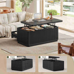 Itaar Fluted Lift Top Coffee Table with 2 Drawers and Hidden Storage
