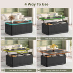 Itaar Fluted Lift Top Coffee Table with 2 Drawers and Hidden Storage