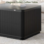 Itaar Fluted Lift Top Coffee Table with 2 Drawers and Hidden Storage