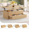 Itaar Fluted Lift Top Coffee Table with 2 Drawers and Hidden Storage