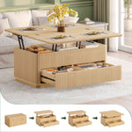 Itaar Fluted Lift Top Coffee Table with 2 Drawers and Hidden Storage