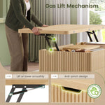 Itaar Fluted Lift Top Coffee Table with 2 Drawers and Hidden Storage
