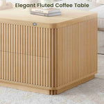 Itaar Fluted Lift Top Coffee Table with 2 Drawers and Hidden Storage