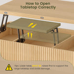 Itaar Fluted Lift Top Coffee Table with 2 Drawers and Hidden Storage