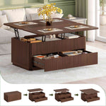 Itaar Fluted Lift Top Coffee Table with 2 Drawers and Hidden Storage