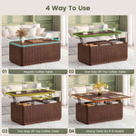 Itaar Fluted Lift Top Coffee Table with 2 Drawers and Hidden Storage