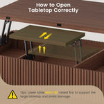Itaar Fluted Lift Top Coffee Table with 2 Drawers and Hidden Storage