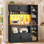 Itaar | Farmhouse Bakers Rack Coffee Bar Cabinet with Storage Power Outlet
