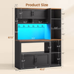 Itaar | Farmhouse Bakers Rack Coffee Bar Cabinet with Storage Power Outlet