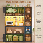 Itaar | Farmhouse Bakers Rack Coffee Bar Cabinet with Storage Power Outlet
