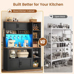 Itaar | Farmhouse Bakers Rack Coffee Bar Cabinet with Storage Power Outlet