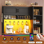 Itaar | Farmhouse Bakers Rack Coffee Bar Cabinet with Storage Power Outlet