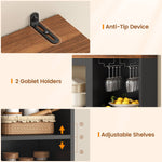 Itaar | Farmhouse Bakers Rack Coffee Bar Cabinet with Storage Power Outlet