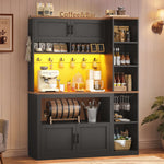Itaar | Farmhouse Bakers Rack Coffee Bar Cabinet with Storage Power Outlet