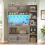 Itaar | Farmhouse Bakers Rack Coffee Bar Cabinet with Storage Power Outlet