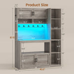 Itaar | Farmhouse Bakers Rack Coffee Bar Cabinet with Storage Power Outlet