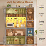 Itaar | Farmhouse Bakers Rack Coffee Bar Cabinet with Storage Power Outlet