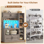 Itaar | Farmhouse Bakers Rack Coffee Bar Cabinet with Storage Power Outlet