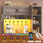 Itaar | Farmhouse Bakers Rack Coffee Bar Cabinet with Storage Power Outlet