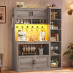 Itaar | Farmhouse Bakers Rack Coffee Bar Cabinet with Storage Power Outlet