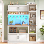 Itaar | Farmhouse Bakers Rack Coffee Bar Cabinet with Storage Power Outlet