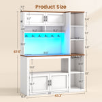 Itaar | Farmhouse Bakers Rack Coffee Bar Cabinet with Storage Power Outlet