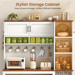 Itaar | Farmhouse Bakers Rack Coffee Bar Cabinet with Storage Power Outlet