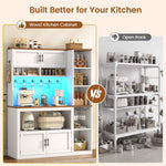 Itaar | Farmhouse Bakers Rack Coffee Bar Cabinet with Storage Power Outlet