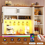 Itaar | Farmhouse Bakers Rack Coffee Bar Cabinet with Storage Power Outlet