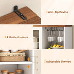 Itaar | Farmhouse Bakers Rack Coffee Bar Cabinet with Storage Power Outlet