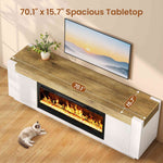 Itaar | 70 Inch Farmhouse Fireplace TV Stand for 80 Inch TV